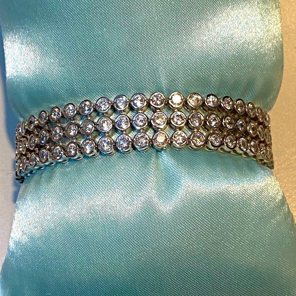 CZ diamonds 3 row bracelet